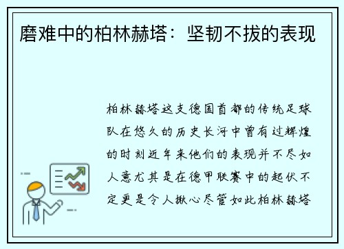 磨难中的柏林赫塔：坚韧不拔的表现